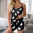 thumbnail image 2 of HNMKIU Women's Printed Camisole and Shorts Pajama Set Sleeveless Sleepwear for Home Comfort Black,M, 2 of 4