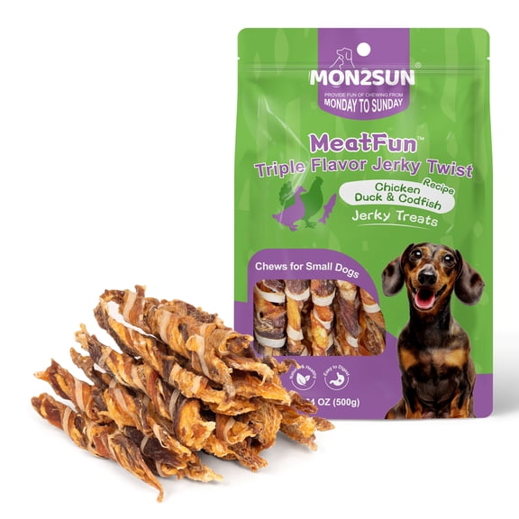 MON2SUN Chicken Duck & Codfish Twist Sticks Small Dog Treats, 17.64 oz (50 Count), 4.5-5 Inch
