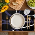 thumbnail image 4 of Blue Geometric Placemats Set of 4, Contemporary White Abstract Lines Black Placemats for Dining Table, Place Mats for Kitchen Tabletop, Waterproof Wipeable Dining Table Mats Set, 4 of 9