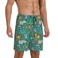 thumbnail image 2 of Kdxio Jungle Animals Print Mens Sleep Shorts Bottoms Soft Comfy Pajama Wear Pants with Drawstring Pockets, 2 of 7