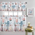 thumbnail image 4 of Watercolor Oxygen Coral Shell Curtain Tier and Valance Set 3 Piece, Marine Life Seamitter 3-inch Rod Pocket Window Tier Curtains Valance for Kitchen Living Room, 4 of 9