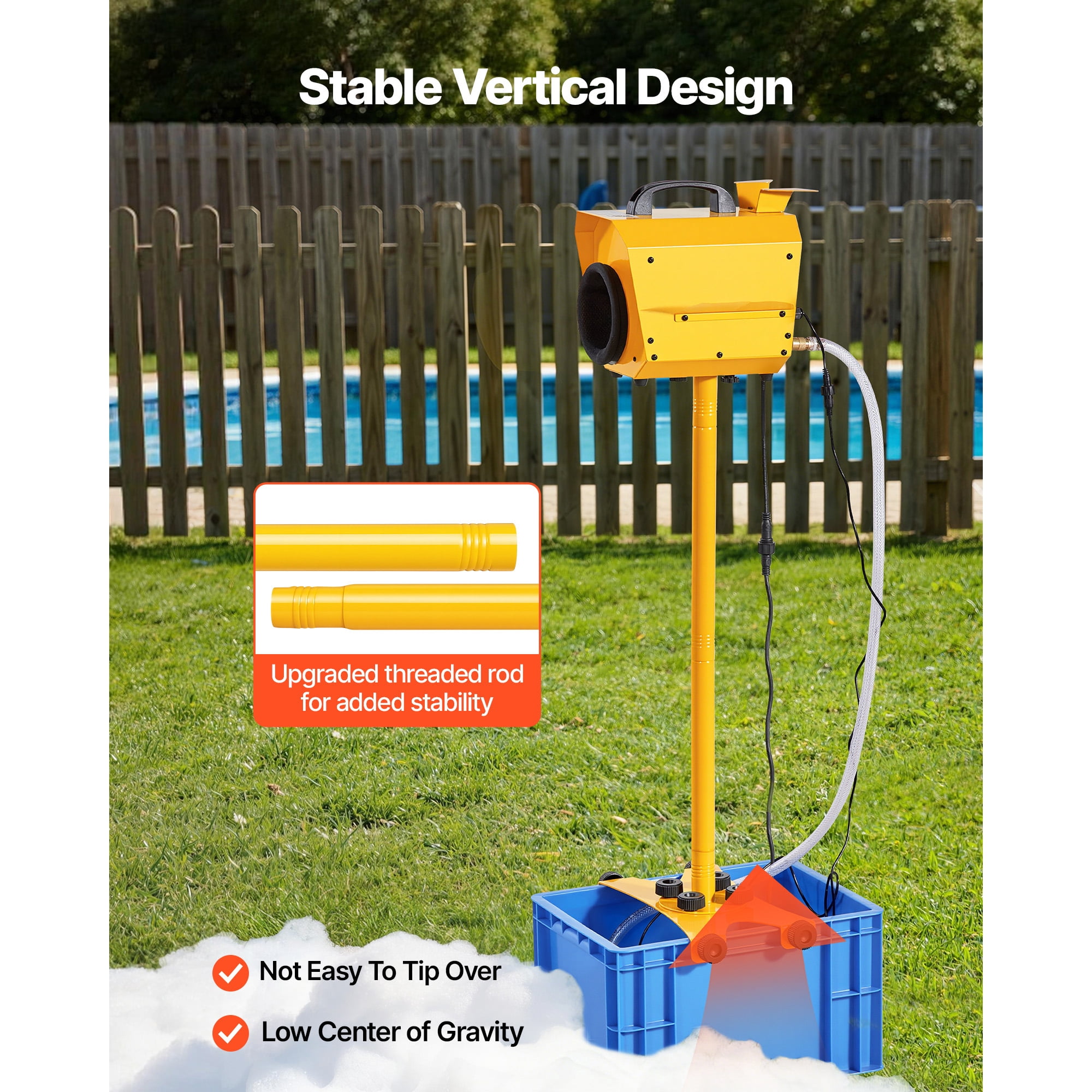 KFFKFF Foam Machine with Adjustable Angle, Bubble Maker with 21QT Tank, Vertical Design for Events, Celebrations, and Parties