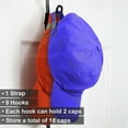 thumbnail image 2 of Cap Rack 18 FAVorite | Hat Racks | Hold up to 36 caps | Over Door Organizer | Baseball Hat Organizer | Over Door Hanger | Fitted & Adjustable Caps & Visors | Door Slam Proof | 2 Straps | Black, 2 of 5