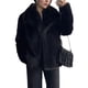 thumbnail image 2 of Abrigo de Piel Sintética para Mujer, Chaqueta de Piel Sintética, Chaqueta de Invierno de Larga con Solapa, Parka Corta Negro S, 2 of 10