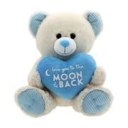 Way to Celebrate Mothers Day 14 inch Plush Cream Bear with Blue Heart, Love You to The Moon And Back
