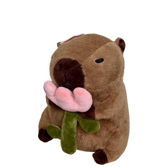 Arkdorz Lindo Carpincho de Peluche con Rosa de 12 Pulgadas Kawaii Carpincho de Peluche Animal de Peluche Suave Carpincho Juguete Cumpleaños para niños (Carpincho Rosa)