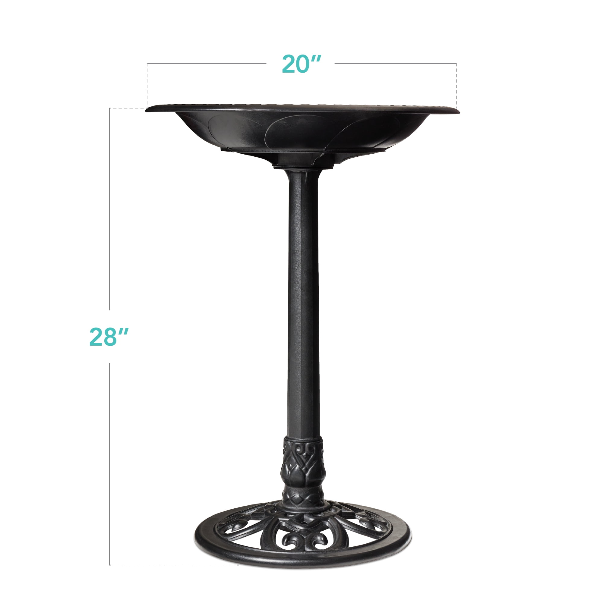 Best Choice Products Outdoor Rustic Pedestal Bird Bath Accent for Garden, Yard w/ Fleur-de-Lis Accents - Black