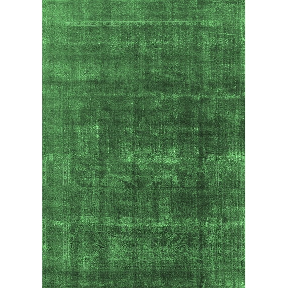 Ahgly Company Indoor Rectangle Oriental Emerald Green Industrial Area Rugs, 2' x 5'