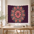 thumbnail image 5 of Round Mandala on Deep Burgundy Background, Dreamy Boho for Meditation Enthusiasts, Ornate Floral Wall Art Decor, Housewarming Gift Tapestry Wall Hanging for Meditation Room and Yoga Room, 5 of 7