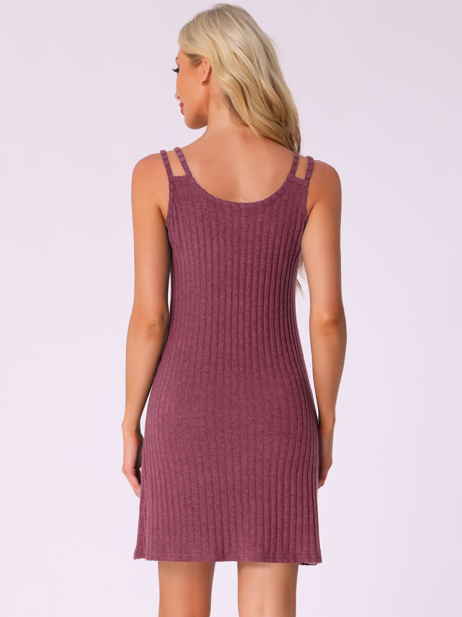 DARING DIVA Women's Sleeveless Lounge Ribbed Knit Tank Nightshirt XL Burgundy