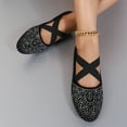 thumbnail image 7 of WZX Ballets Flats for Women Dressy Comfortable Soft Knit Work Flats Glitter Rhinestone Round Toe Casual Shoes Black Size 7.5, 7 of 7