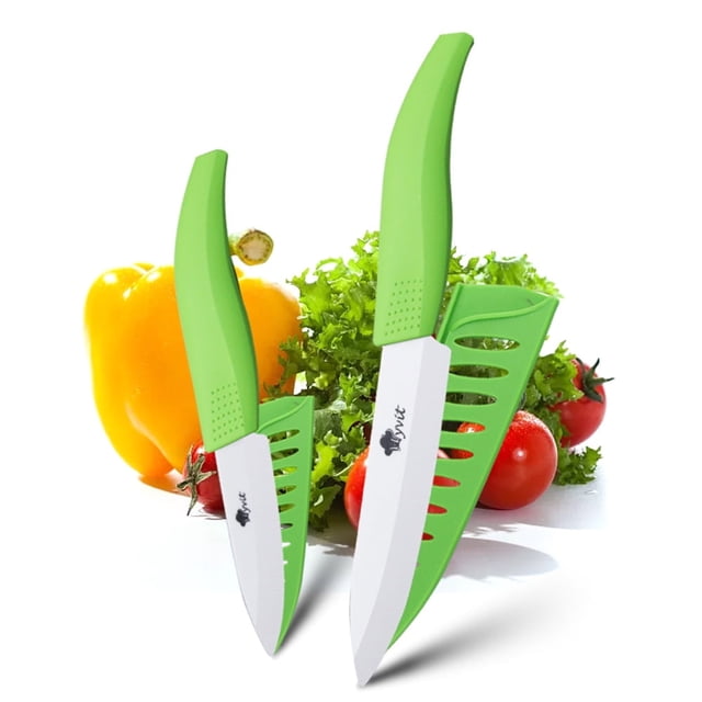 Set of 2 Ceramic Knife 6" Chef Knife and 3" Paring Knife Sharp Kitchen Knives Rust Proof Stain Resistant Vegetables Cutter Tool