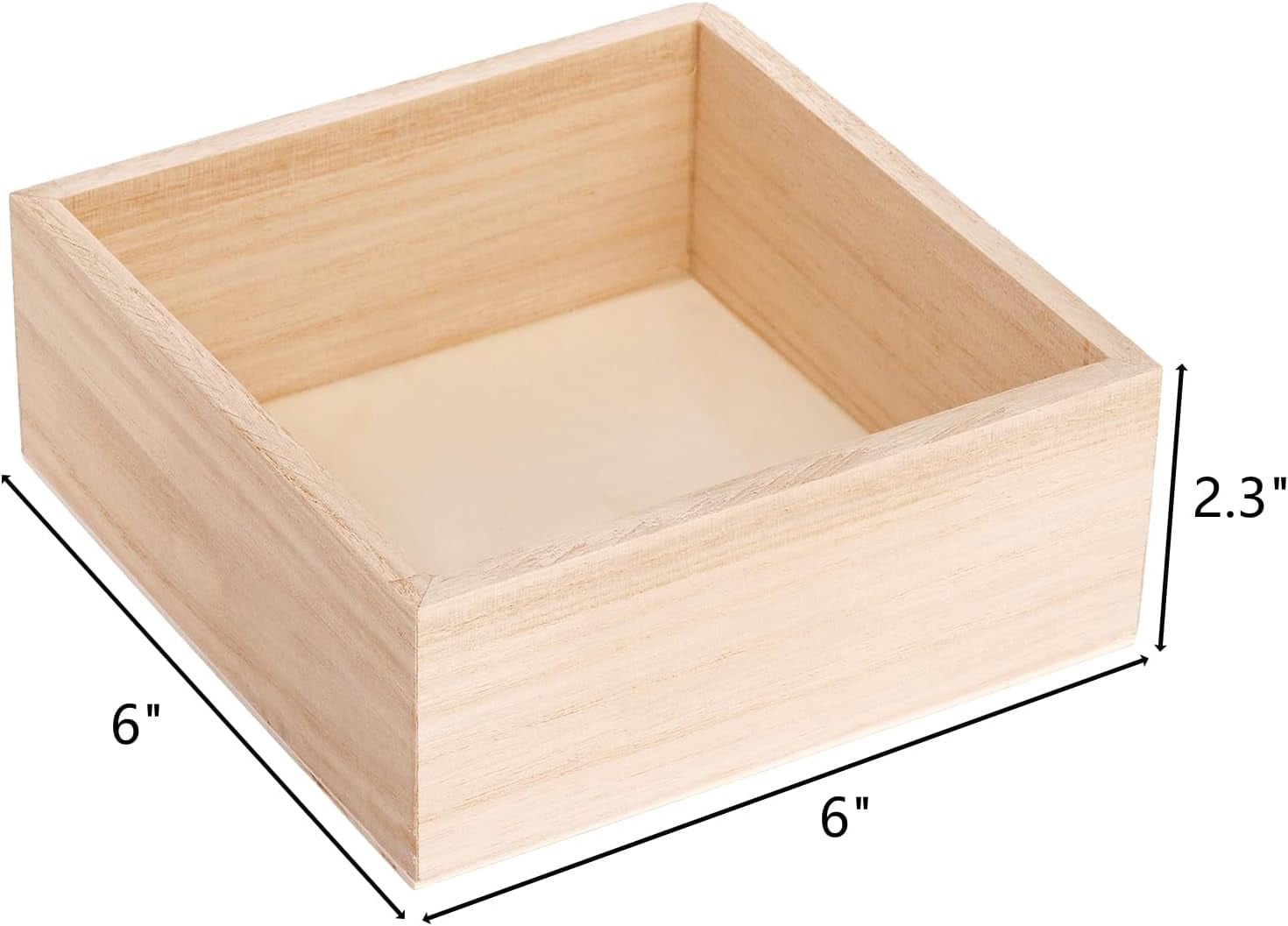 8 Pack Unfinished Wooden Box, 6 x 6 Inch Square Rustic Wooden Box Storage Organizer Boxes Small Wood Boxes for Crafts, Centerpiece, Home Decor, Storage, Collectibles, Succulent, Drawer