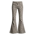 thumbnail image 5 of Bysome Girls Pants Leopard Print Elastic Waist With Pockets Flared Trousers Fashion Girls Pants Size 7-8 Years Light Gray, 5 of 5