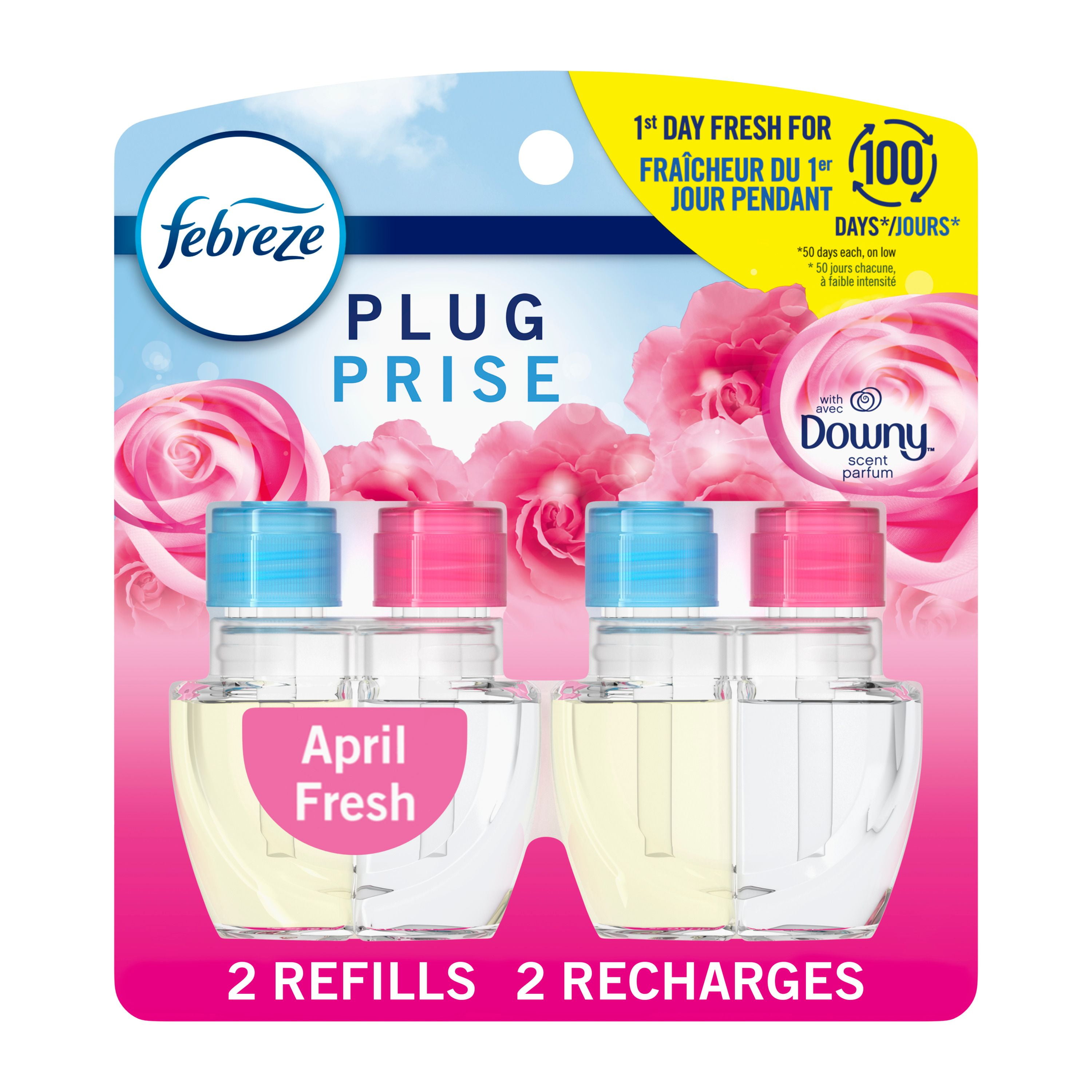 Febreze Plug In Air Freshener, Odor-Fighting Scented Oil Refill, Downy April Fresh Scent, 2 Refills, 52ML