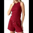 thumbnail image 2 of Conjunto de Dos Piezas de Verano para Mujer: Top Corto Sin Mangas y Pantalones Cortos Casuales, Rojo, Talla M, 2 of 10