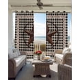 thumbnail image 4 of Blackout Curtains for Bedroom, Farm Plaid Room Darkening Window Drapes for Living Room, West Texas Star Rustic Farmhouse Black Brown Thermal Insulated Grommet Curtains, 42x63 inch, 2 Panels, 4 of 9