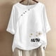 thumbnail image 2 of Blusas de Manga Corta para las Mujeres Impresas Cuello Redondo Camiseta Casual, Blusa de Algodón de Imitación para las Mujeres, 2 of 4