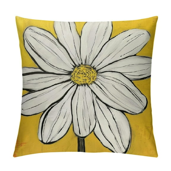 Creowell Spring Daisy Pillow Covers 18x18 Cute Floral Yellow Summer Outdoor Decorative Throw Pillows Farmhouse Flower Pillowcases Cushion Case Decor for Home Sofa Couch Bed
