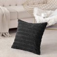 thumbnail image 2 of 2 Packs Black Decorative Throw Pillow Covers 18x18 Inch For Living Room Couch Bed Sofa, Rustic Farmhouse Boho Home Decor, Soft Striped Corduroy Square, 2 of 4