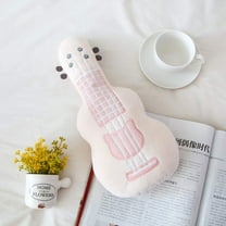 14.5in Guitar Shaped Pillow, Decorative Throw Pillow Gifts, Cute Plush Room Decor,Pillows for Living Bedroom Room，White