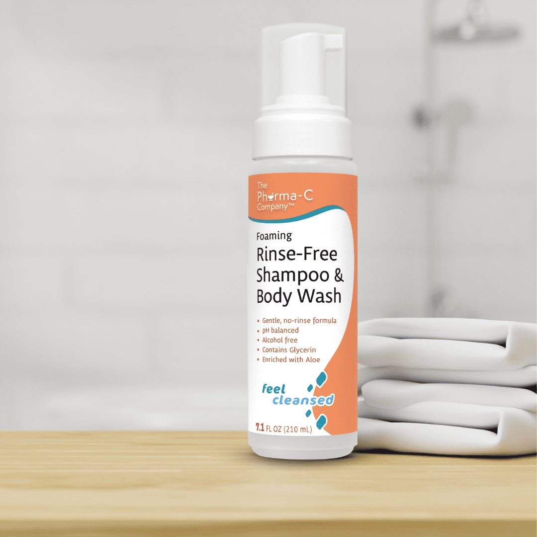 Pharma-C-Wipes Foaming No-Rinse Shampoo & Body Wash (7.1 fl oz) Fresh Scent. For All Skin Types.