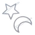 thumbnail image 1 of 2 uds. Clip para el pelo con forma de luna y estrellas geométricas de cristal con diamantes de imitación plateados, pasadores con Clip lateral hueco para mujer, accesorios para el cabello, 1 of 5