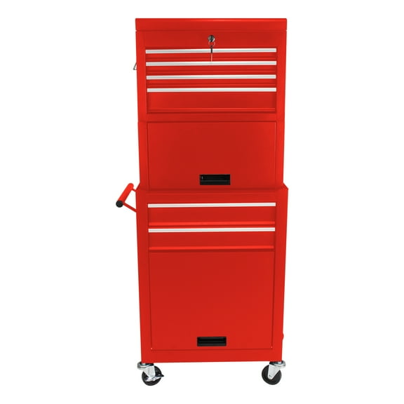 Noaman 6-Drawer Lockable Rolling Tool Chest with Wheels, Red