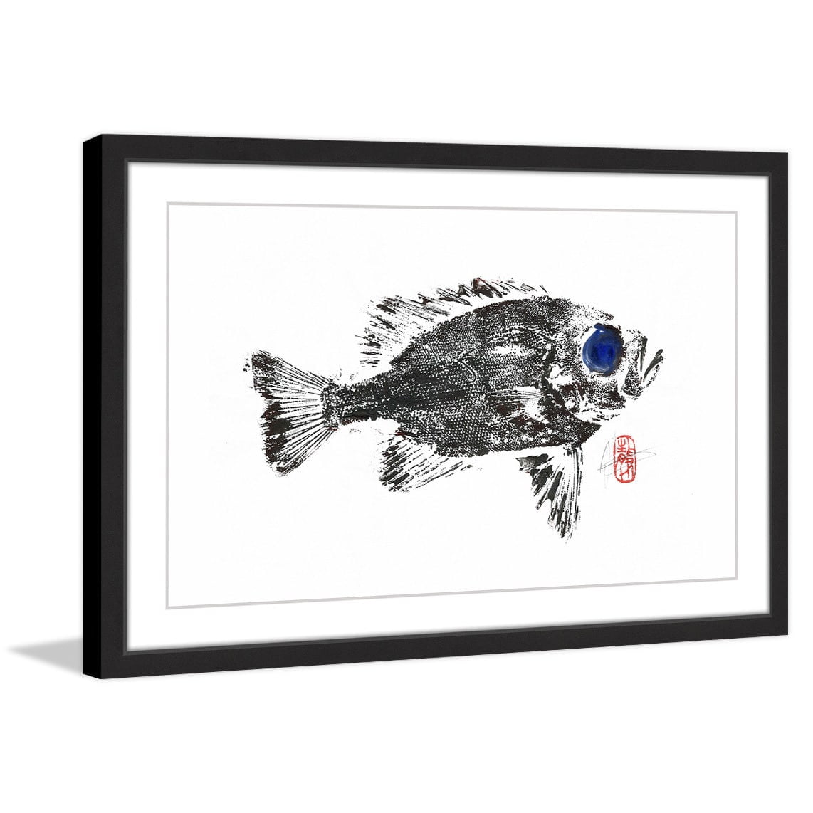 "Squirrel Fish in Black" Framed Painting Print