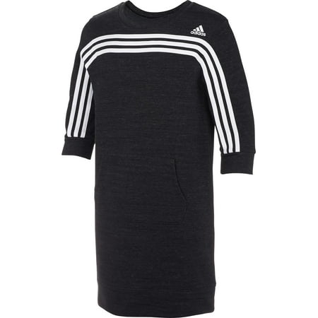 adidas Girls' French Terry Stripe Long Sleeve Dress