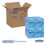WypAll Oil, Grease and Ink Cloths, 1/4 Fold, 12.5 x 12, Blue, 66/Box, 8 Boxes/Carton -KCC33560