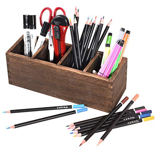 Wooden Desk Organiser Desk Top Pen Pencil Holder Storage Drawer for Home Ofiice