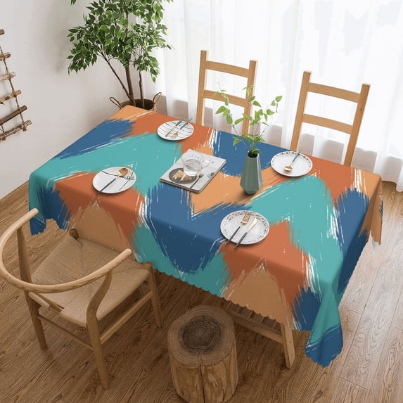 XMXY Table Cloth Rectangle Table, Colorful Mountain Forms Dining Table Cover Waterproof Washable Outdoor Tablecloth, 54 X 72 Inch