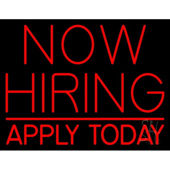 Now Hiring Apply Today LED Neon Sign 15 x 19 - inches, Clear Edge Cut Acrylic Backing, with Dimmer - Bright and Premium built indoor LED Neon Sign for Bar decor.