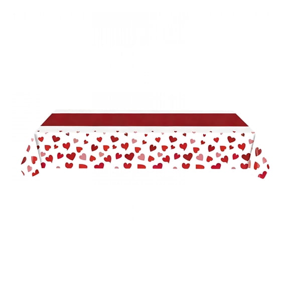AUQ Valentines Day Tablecloths for Valentines Day Decorations,54" X 108" Disposable Plastic Tablecloths,Rectangle Red Heart Table Cover for Party Decorations Mothers Day Anniversary Birthday