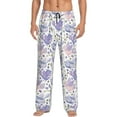 thumbnail image 2 of Goofa Lavender Flowers Printed Soft Pajama Pants for Men, Wide Leg Comfy Casual Lounge Yoga Pants-X-Large, 2 of 9