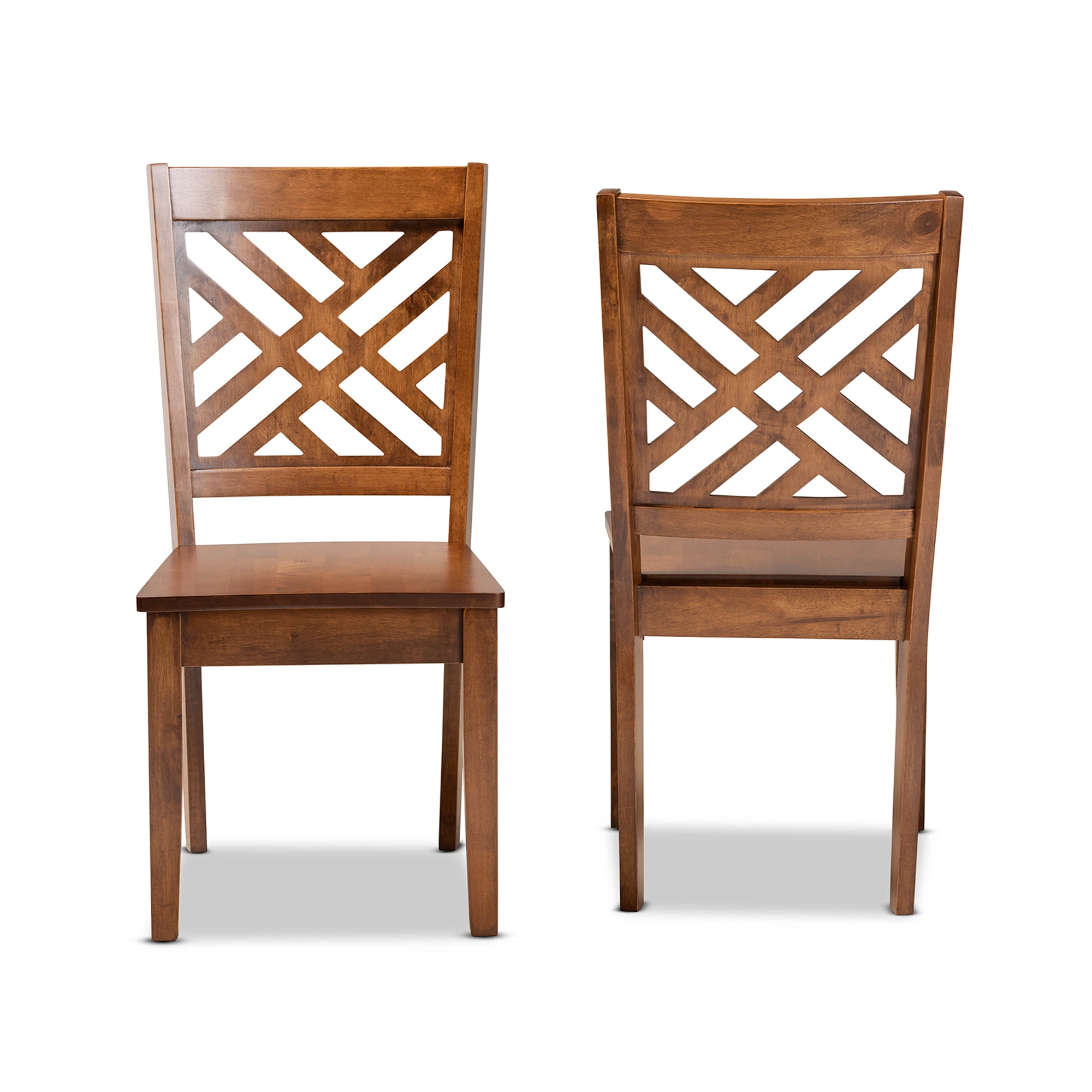 Baxton Studio Caron Dining Chair, Set of 2, Walnut Brown