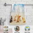 thumbnail image 4 of Summer Beach Seashell Hand Towels 2 PCS, Blue Ocean Wave Kitchen Towel Ultra Soft and Highly Absorbent,Decorative Fingertip Face Towel for Bathroom Hotel, 28.3"x14.4", 4 of 4