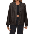 thumbnail image 2 of Veste en Cuir de Moto Décontractée à Manches Courtes et Longues pour Femmes, Café, 2 of 9