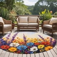 thumbnail image 5 of Spring Floral Round Area&nbsp;Rug 5ft Vintage Lavender Oil Painting Flower Non-Slip&nbsp;Washable Circle Rugs Soft Felt Indoor Floor Mat for Bedroom Kitchen Living Room Bathroom, 5 of 9