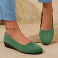 thumbnail image 5 of XUNKUSGA Shoes for Women Classic Soild Color Wedges Heels Slip On Shoes Women Lightweight Comfortable Closed Round Toe Womens Dress Shoes for Work,Green,8.5, 5 of 9
