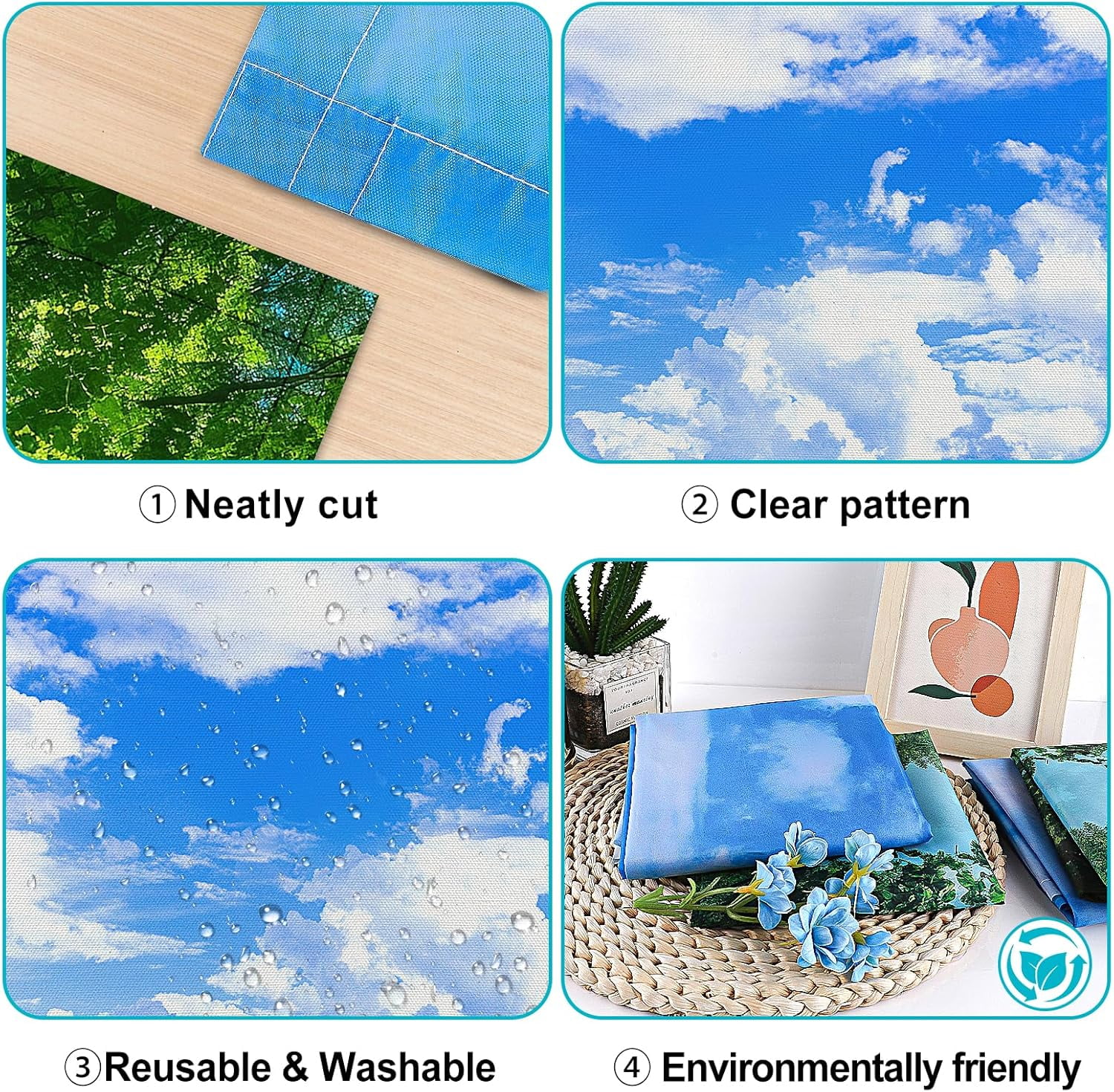 RGHJAR-4-Pack Fluorescent Magnetic Light Covers - Mix Light Filters for Classroom Ceiling Lights (Forest & Blue Sky)