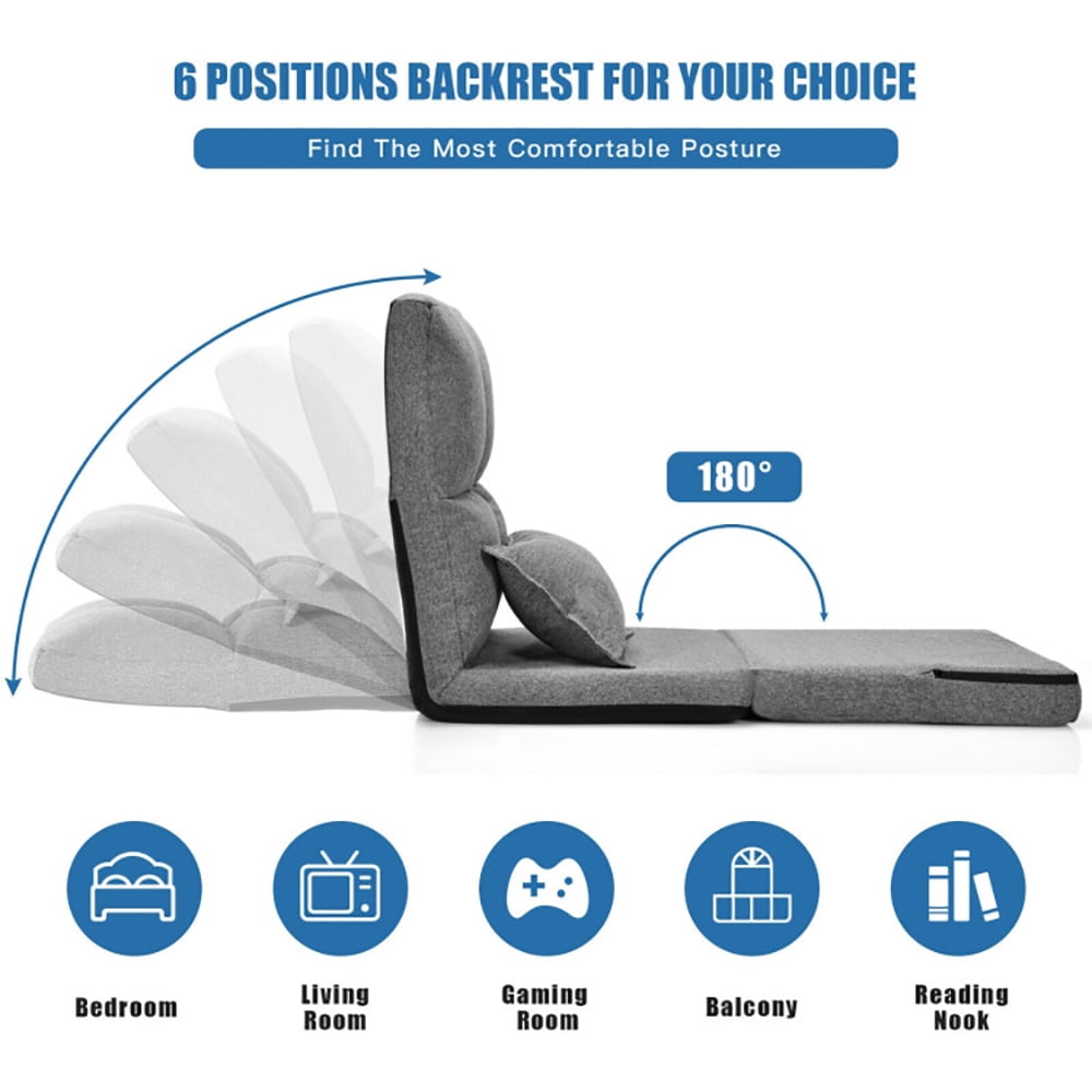 Finihen Folding Sleeper Couch, Fold Down Flip Convertible Sleeper Couch with Pillow, Foldable Mattress for Living Room, Dorm, Home, Office, Apartment, Gray Finihen Folding Sleeper Couch, Fold Down Flip Convertible Sleeper Couch with Pillow, Foldable Mattress for Living Room, Dorm, Home, Office, Apartment, Gray