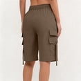thumbnail image 4 of Dweltoz Cargo Shorts for Women Elastic Waist Loose Wide Leg Shorts with Multi Pockets Travel Lightweight Knee Length Outdoor Short Pants,Coffee L, 4 of 6