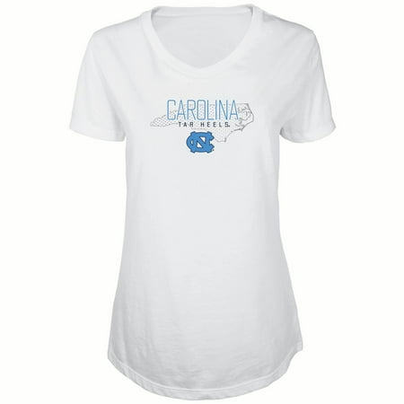1982 Tar Heels - Women's Russell White North Carolina Tar Heels Tunic Metallic Cap Sleeve V-Neck T-Shirt