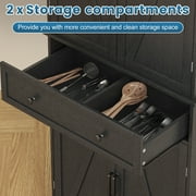72 Kitchen Pantry Cabinet, ETASE Tall Pantry Storage Cabinet with Adjustable Shelves and Drawer, Black Kitchen Cabinet Buffet Cupboards Storage Cabinet for Home Office Use (Black)