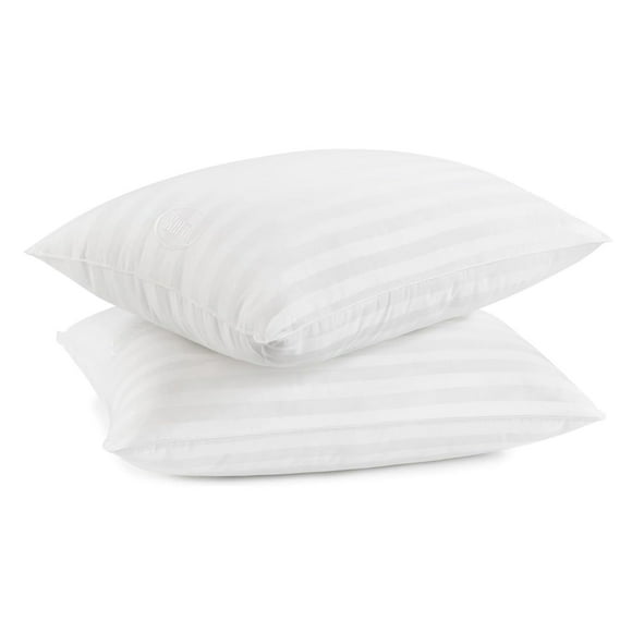 Serta Won'T Go Flat King Size Set Of 2 Down Alternative Bed Pillows, Extra Life Foam Core With Medium Support, Perfect For Back, Stomach Or Side Sleepers, White 2 Count