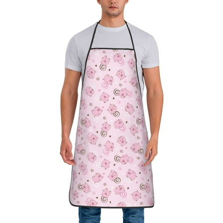 

Xecao Cute Pig Print Funny BBQ Chef Aprons for Men Women Adjustable Kitchen Cooking Aprons with Pocket Waterproof Oil Proof No Pilling Fading
