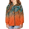 thumbnail image 3 of FUIALDOLG Girls Cute Graphic Print Zip Up Hoodies with Pocket Orange Leopard Zebra Stripe Print Comfort Soft Hooded Sweatshirts Winter Warm Fleece Jacket 6-7 Years, 3 of 7