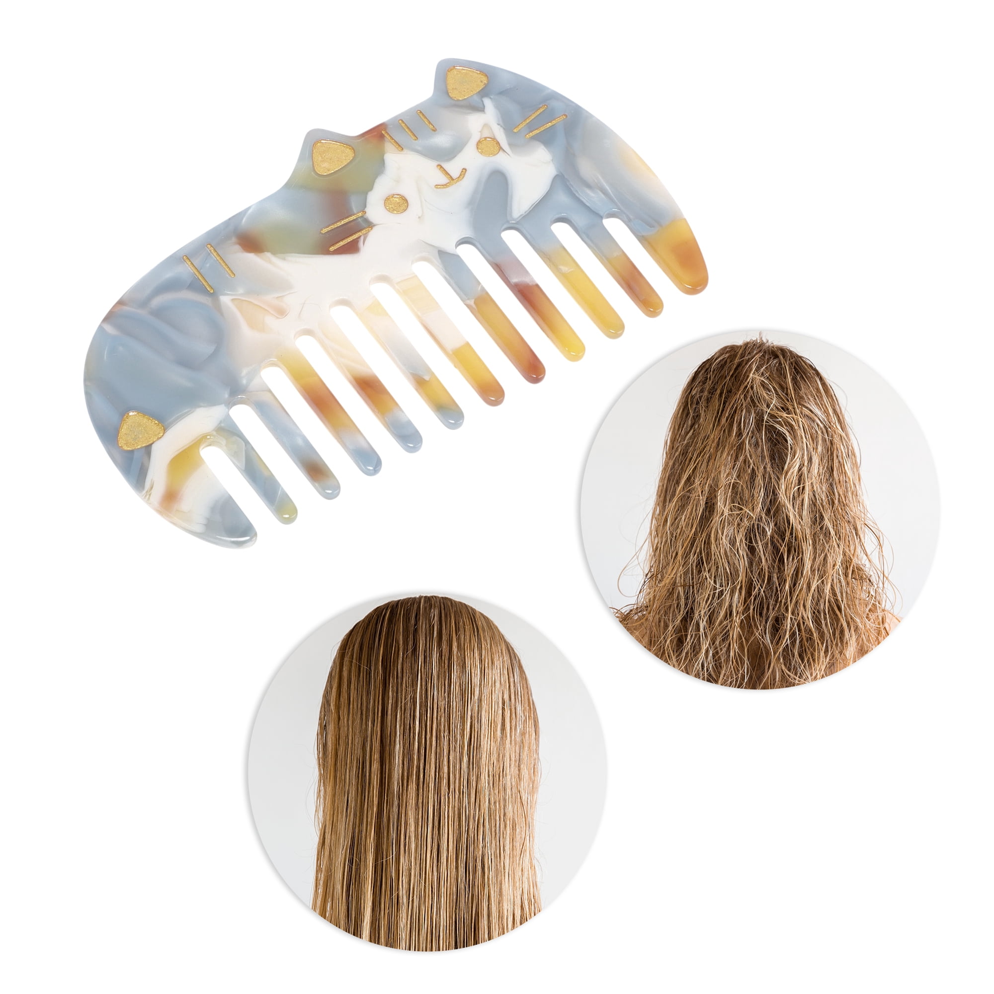 Unique Bargains 1 Pc Women Durable Cute Cat Comb Designed for All Hair Types Blue